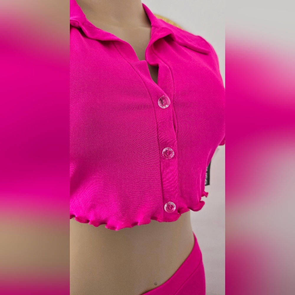 NEW! Women's PINK Two Piece Stretchy Pant Set - M & L - Picture 4 of 8